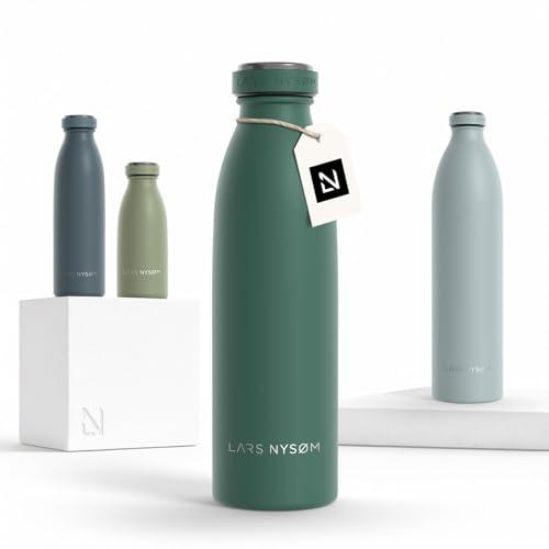 LARS NYSØM Borraccia Termica 500ml in Acciaio Inox | Bottiglia isolata 0.5 litro | Bottiglia d'Acqua a Tenuta stagna per Sport, Bicicletta, Cane, Bambino, (Pine Green, 500ml)