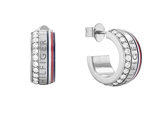 Tommy Hilfiger Jewelry Orecchini a cerchio da Donna in Acciaio Inossidabile con cristalli - 2780623