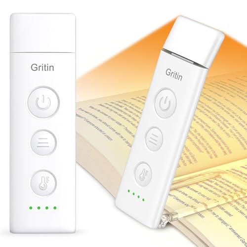 Gritin Luce per Lettura Libri a Letto, 7 LED Luce da Lettura per Libro con Clip, 3 Temperature Colore Lampada da Lettura Ricaricabile, 5 Luminosità & Oscuramento Continuo Luce Lettura Libro Notturna