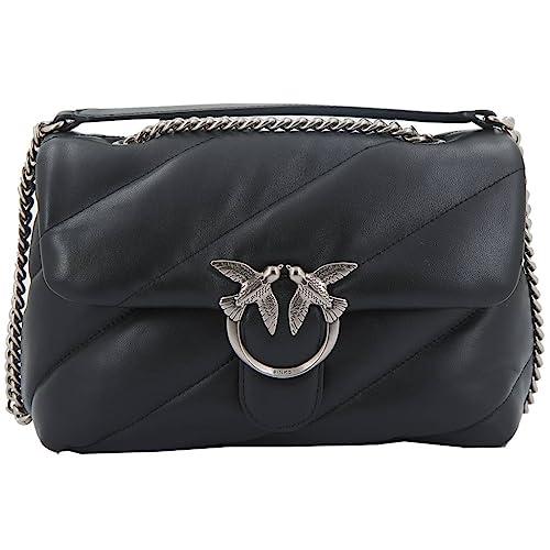 Pinko Love Classic Puff CL Sheep Nap, Borsa Donna, Z99O_Nero-Old Silver, U