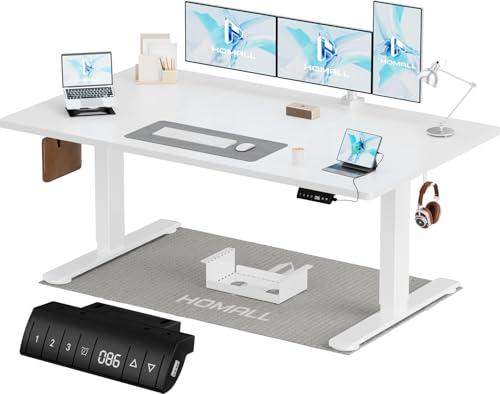Homall 140x70 CM scrivania regolabile in altezza, Ufficio con quattro sezioni, scrivania per computer con funzione di memoria.