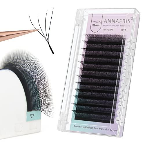 ANNAFRIS 4D Extension Ciglia W Premade Fan Lash Russian Volume Ventole Ciglia Ciuffetti 4D Eyelash Extension Professional (4D，W，0.07，C Curl,8-15mm)