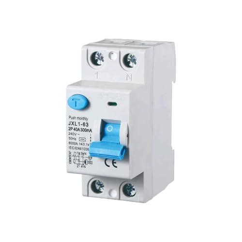 gloca Interruttore Differenziale Puro Salvavita 2P 300mA 220V-6KA 2 Moduli DIN (40 Ampere)