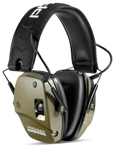 PROHEAR 030BT Cuffie Poligono Elettroniche Tiro Sostituibile Cuscinetti Orecchie, SNR 27dB Riduzione del Rumore Regolabile, Protezione dell'Udito de Caccia Amplificate Suono, Bluetooth-Verde