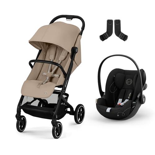 CYBEX Gold Passeggino Beezy con Cintura One-Pull, Per Bambini dalla Nascita Fino a 4 Anni (Max. 22 kg), Almond Beige, inclusivo Beezy Adapter e CYBEX Cloud G i-Size, Moon Black