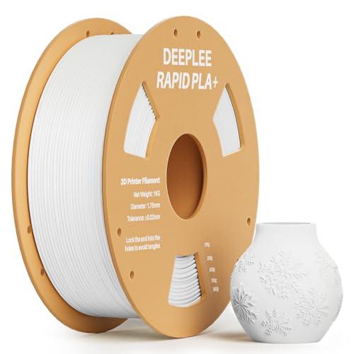 DEEPLEE Rapido Filamento PLA Plus 1,75 mm, Filamento PLA+ ad Alta Velocità Fino a 600 mm/s, Precisione Dimensionale +/- 0,02 mm, per Stampanti 3D FDM, Bianco 1KG