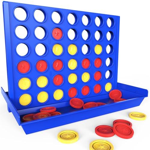 Pup Go 4 in Linea Grande per Bambini di 3 Anni +, Gioco di Società Classico per Famiglie, Ideale per Casa, Giardino, Feste, Campeggio, Strategia Educativo da Tavolo per 2 Giocatori, 6 Gettoni Inclusi