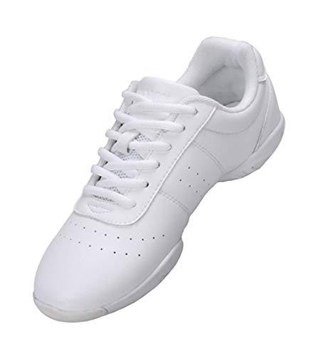 Lnafan Scarpe da ballo da donna con lacci per palestra, sport, aerobica, cheerleader, per allenamento, bianco, 38 EU