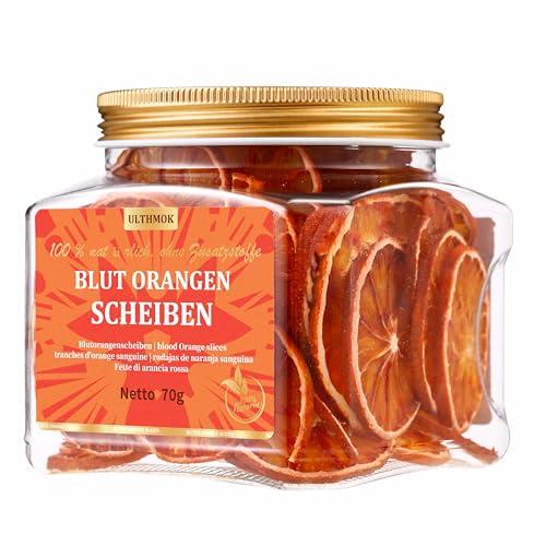 Fette di arancia rossa essiccata selezionate da 140 g, grado culinario e guarnitura, arancia rossa disidratata per decorazione, 100% naturale, senza zuccheri aggiunti.