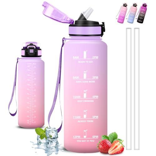 Borraccia 1,5 litri, Borraccia con Cannuccia, Senza Perdite, Water Bottle Palestra, Borracce con Slogan Motivazionale, Bottiglia Motivazionale, Facile da Trasportare, per Ciclismo, Fitness, Campeggio
