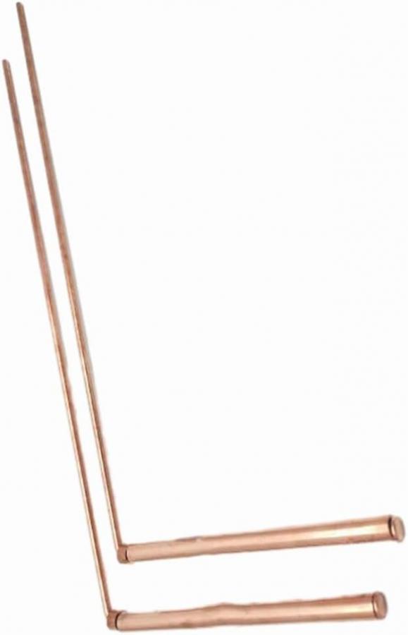 2 aste per rabdomanzia, in rame, al 99,9% in rame, rivelatore di metalli per acqua/tesori/minerali/strumenti di ricerca, lunghezza 30,5 cm (testa singola – perline piatte)