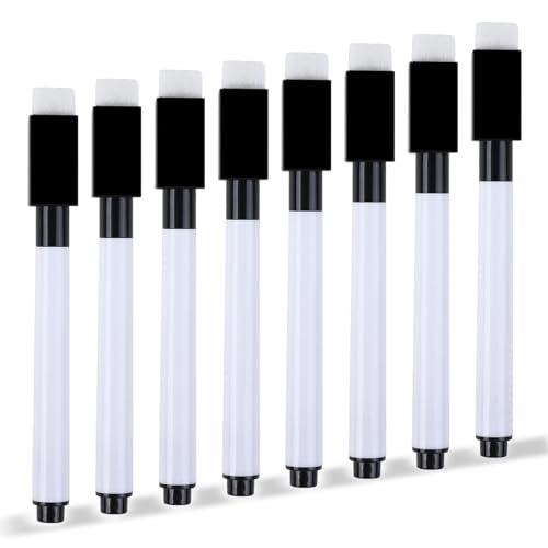 Yolistar 8 Pennarelli Cancellabili per Lavagna Bianca,Pennarello Nero con Gomma Magnetica,Marcatore Cancellabile a Magne tica Per Scuola, Ufficio e Casa