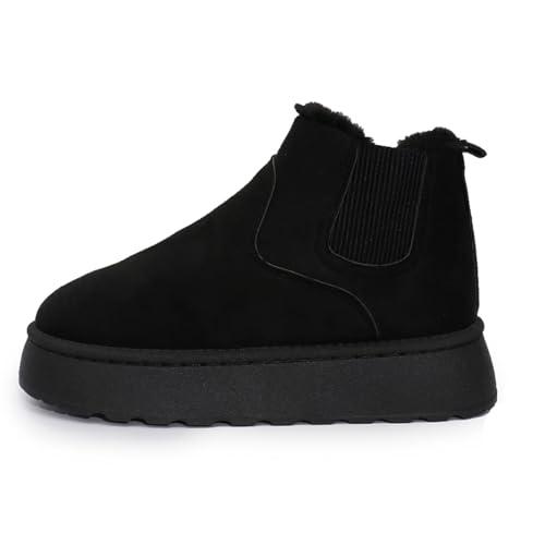 Generisch Stivali da neve con stivali da donna caldi e accoglienti, stivali invernali in vera lana per il massimo comfort e calore ragazza 35 rosso vino, Nero , 38 EU