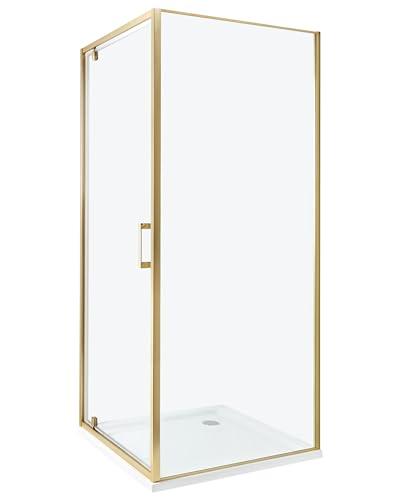 Box Doccia Vetro Temperato Cornice dorata Porta Singola 80 x 80 x 185 cm