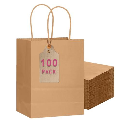 Gcardist Confezione da 100 sacchetti regalo marrone con manici Bulk 11