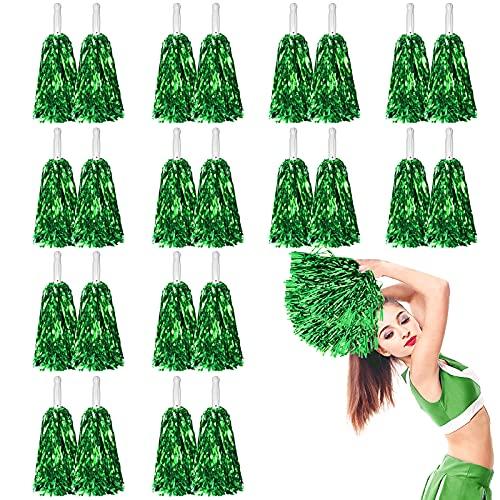 LINYAPRY 24 pompon da cheerleader in alluminio, brillanti da cheerleader, Cheer Squad, fiori a mano per bambini, adulti, ragazze, spirito di squadra, sport, giochi, balli, feste