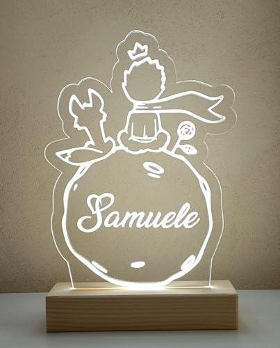 CandleSweetCandle - Lampada led personalizzata con nome inciso, ideale come luce notturna per la cameretta dei tuoi bimbi e per decorazione tavolo torta (Piccolo principe)