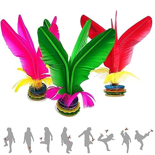 Jastown Kick Shuttlecock,Cinese Jianzi Feather Kicking Shuttlecock,Piume Colorate Jianzi Cinese per per Gioco Sportivo Esercizio Piede,volano del Piede,volano a calci all'aperto o al Coperto (3 PCS)