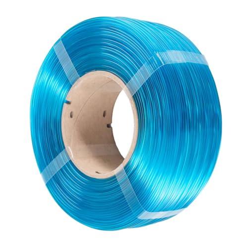 AzureFilm Filamento PETG Hyper Speed Ricarica 1.75 mm – Senza Bobina – 1kg – Per Stampa 3D ad Alta Velocità – Resistente, Durevole – Compatibile con Master Spool e Bambu (Blu Trasparente, 1kg)