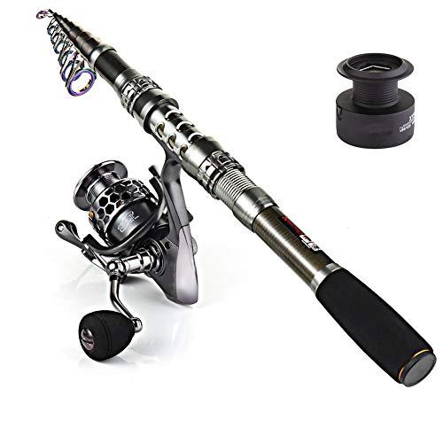 Sougayilang, kit da pesca con canna da pesca telescopica e mulinello da spinning, per viaggi, pesca d'acqua dolce e salata, 2.4M/7.87FT Rod+XY3000 Reel