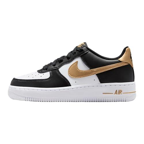 Nike Air Force 1 (GS), Sneaker, Black/Metallic Gold/Black/Whit, 39 EU