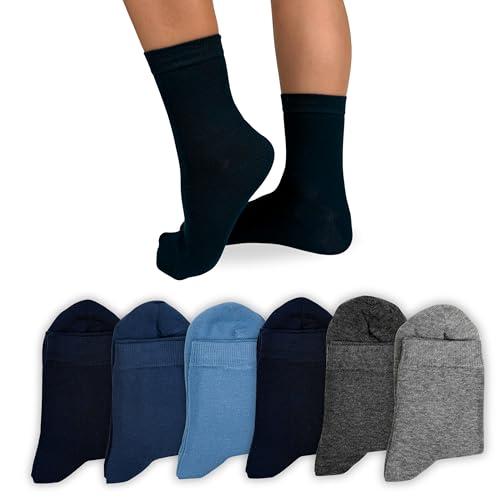 LEON D'ORO Calze Bambino Bambina in Cotone, Calzini Ragazzo Ragazza per Scuola Tempo Libero 6 Paia Made in Italy (IT, Numero, 29, 34, ASSM)