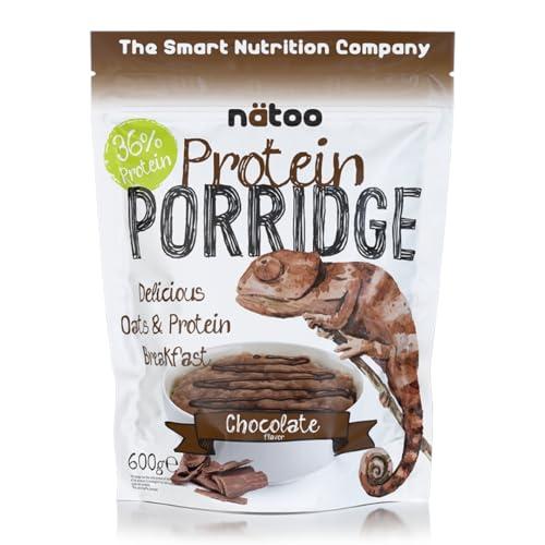 NÄTOO Porridge Proteico 600g, 36% Proteine, Porridge Istantaneo con Fiocchi di Avena, Ideale per Colazione Proteica o Snack Proteici, Gusto Cioccolato