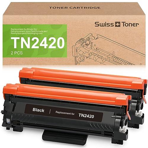 swiss toner TN2420 Toner Con Chip Compatibile per Tn2420 Toner Brother per Toner Brother MFC-L2710DW per Toner Brother MFC-l2710DN MFC-L2730DW MFC-L2750DW, Nero 2-Pack