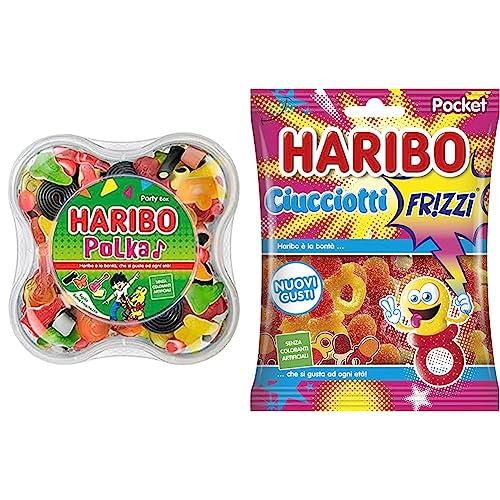 Haribo Polka Mix 500 g Party Box Caramelle Gommose alla Frutta e alla Liquirizia, Scatola con sigillo salva freschezza, Senza Coloranti Artificiali, Ideali per le feste