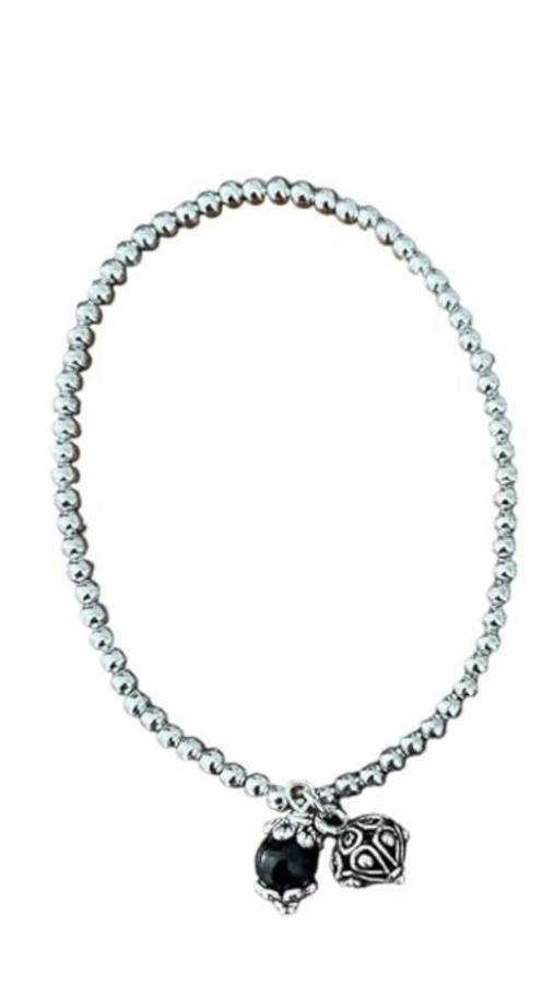 Su coccu Sardo, bracciale, amuleto, pendenti, bottone sardo (sfere 2,5mm), acciaio inossidabile, pietra onice, Karalbijoux