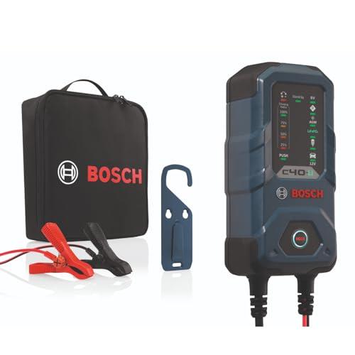 Bosch C40-Li Caricabatterie per Auto, 6 V - 12 V / 5 A, con Carica di Mantenimento - Per Batterie al Piombo-Acido, EFB, GEL e AGM e SLI da 6 V/12 V e al Litio (LiFePO₄) da 12 V