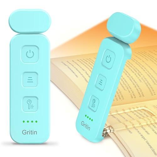 Gritin Luce per Lettura Libri a Letto, 7 LED Luce Lampada da Lettura per Libro Ricaricabile Clip, 3 Temperatura Colorei, 5 Luminosità & Regolabili in Continuo per Gli Amanti dei Libri