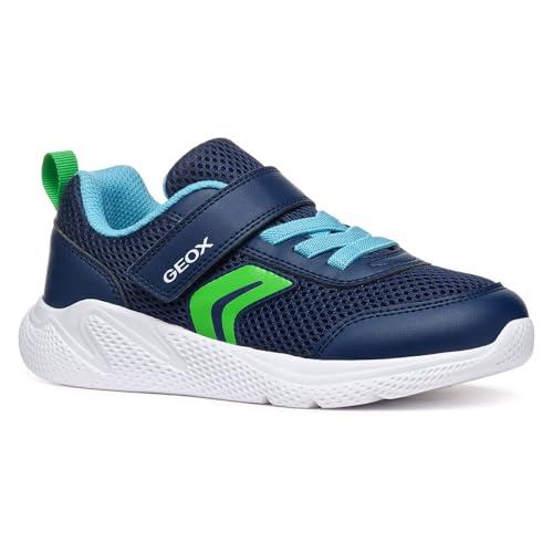 Geox J SPRINTYE Boy A, Scarpe da Ginnastica, Navy/Lt Green, 28 EU