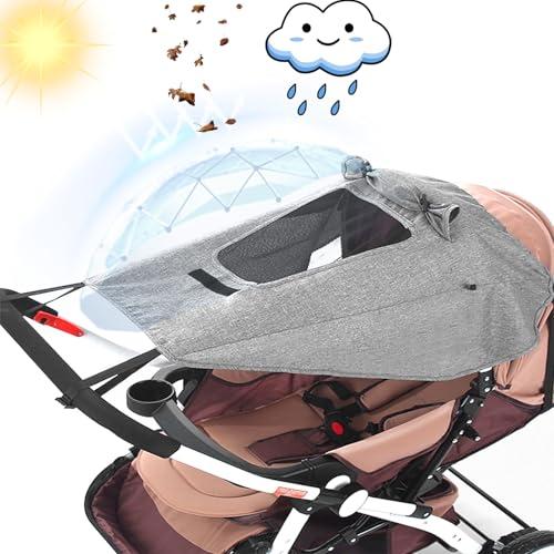 Furforstk parasole passeggino universale con protezione UV 50+ parasole ovetto impermeabile ombrellino parasole passeggino con finestrella e alette parasole, parasole per passeggino (grigio)