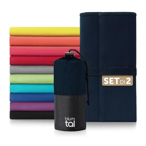 Blumtal asciugamano microfibra 80x40 cm in set da 2 - asciugamano palestra microfibra asciugatura rapida - telo palestra microfibra - asciugamani palestra - asciugamani microfibra palestra - blu navy