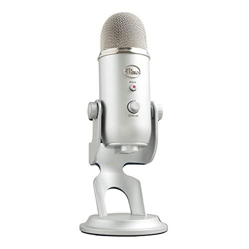 Blue Yeti Microfono USB per Registrazione, Streaming, Gaming, Podcasting su PC e Mac, Mic a Condensatore per Laptop o Computer, Effetti Blue VO!CE, Stand Regolabile, Plug and Play - Argento