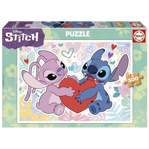 Educa - Puzzle da 500 pezzi per adulti e bambini | Disney Stitch |Misura: 48 x 34 cm. Include la colla Fix Puzzle. Da 11 anni (19911)