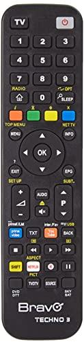 Bravo Techno 3 telecomando IR Wireless DTT,DVD/Blu-Ray,Sat,TV,VCR Premere i Pulsanti - Telecomandi (DTT,DVD/Blu-Ray,Sat,TV,VCR, IR Wireless, Premere i Pulsanti, Nero)