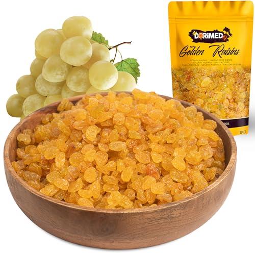 Uva Essiccata, Uvetta Disidratata Secca Dorata Di Prima Scelta [1kg]. Uva Passa Frutta Secca Dolce Essiccata, Sapore Delizioso Senza Zuccheri Aggiunti, Color Oro, Per Preparazioni Dolciarie - Dorimed