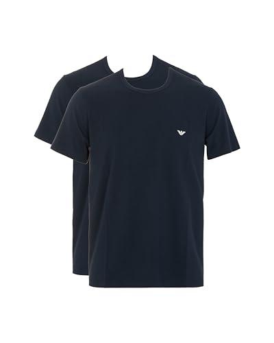 Emporio Armani Man's Core Logoband - T-Shirt Girocollo da Uomo, Confezione da 2, Blu, L, Taglia Normale, Blu Armani/Blu Armani, L
