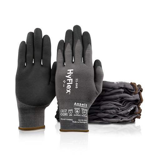 Ansell HyFlex 11-840 Guanti da Lavoro Professionali, Rivestimento in Nitrile Resistente all'Abrasione, Protezione Professionale per Usi Industriali e Meccanici, Nero, Taglia L (12 Paia)