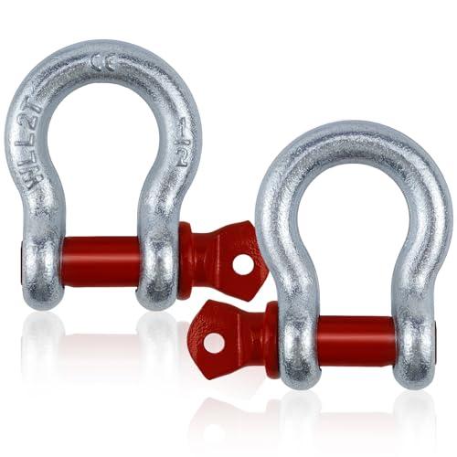 FAELNK 2 pezzi Grillo Acciaio ad AltaResistenza con Bullone Oculare Grilli Zincati per Recupero di Veicoli (WLL: 2,0 t)