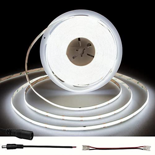 TTWAY Striscia LED COB 10 Metri 6000K, DC24V Strisce Bianco Freddo con 384LEDs/M, CRI 90+, larghezza 8 mm, LED Striscia per la decorazione della camera da letto (alimentatore non incluso)