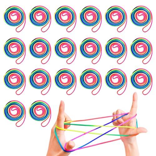 FUIPVGI 20 Pezzi Finger Twist Giochi di Corda Mano Corda Hand Finger Twist Filo con Arcobaleno Gioco a Filo per Bambini Lunghezza 160cm, Forniture per Feste, Regali e Giochi Scolastici (Colore)