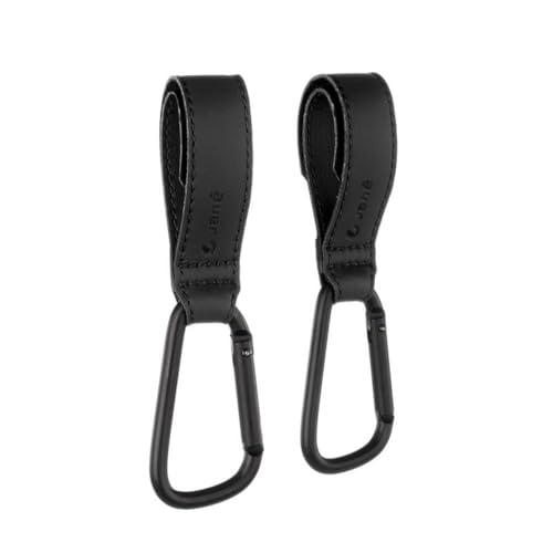 Jané Ganci Universali per Passeggino, Set 2 Pezzi, Fino a 5 kg per Gancio, Cinghie Regolabili Antiscivolo, Nero