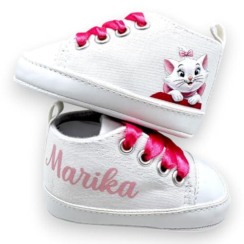 LulluLab Scarpine Neonato personalizzate con nome, primi passi, ottima idea regalo. (Minou 0-3 mesi)