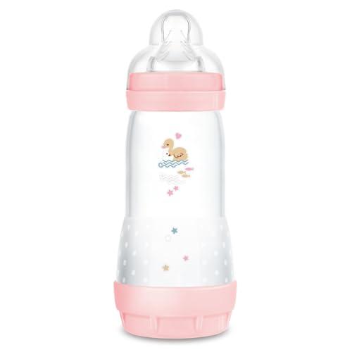 MAM Biberon Easy Start 320 ml, Biberon anticolica per allattamento misto, Riduce le bolle d'aria e il rischio di coliche, Accessori neonati 4+ mesi autosterilizzanti e con tettarella misura 3, Rosa