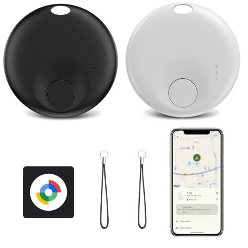 Android Smart Tracker Tag, Localizzatore Android Compatibile “Google Funzioni Trova” (Solo Android), Trova Oggetti e Chiavi/Bagagli/Portafogli/Valigia, Batteria Sostituibile (1 nero e 1 bianco)