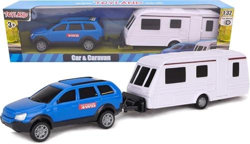 Toyland® Set in per auto e roulotte, lunghezza 1:32 (Blu)