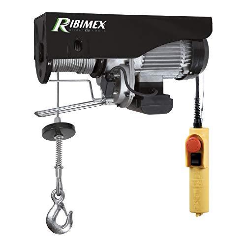 Ribimex Paranco Elettrico da 125/250 Kg con Puleggia, Motore Monofase da 500 W, Cavo in Acciaio di 18 m, Velocità di Sollevamento Fino a 8 m/min per Uso Domestico e Industriale - PE125/250C/1